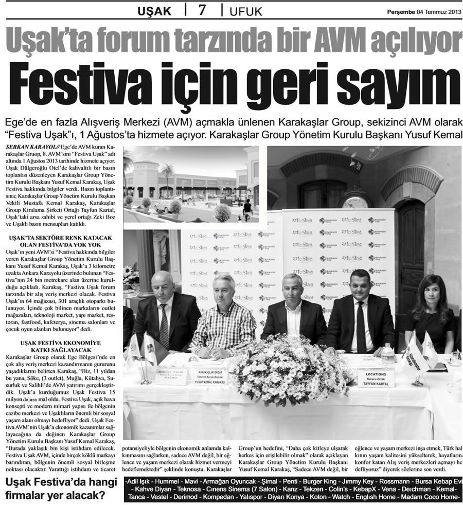 Uşak Ufuk Gazetesi / 4 Temmuz 2013